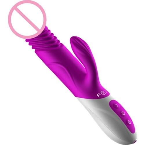 FOX Silicone dildo vibrator Rechargeable Automatic retractable heating G Spot Massager 7 Speed vibrators for women sex products