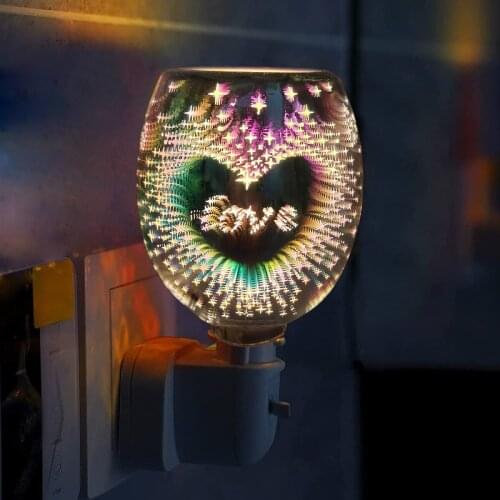 3D Glass Electric Wax Burner Plug In Metal Oil Burner Wax Melt Burner Candle Warmer Aroma Diffuser Lamp