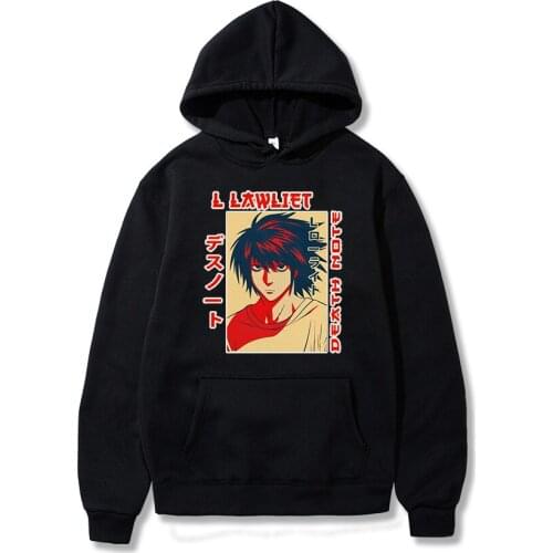 2021 Death Note Anime Manga Hoodies Man Women Cotton Pullover Fleece Warm L Lawliet Sweatshirt Harajuku Dropship Clothes