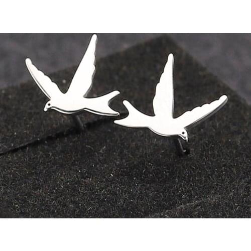 Hfarich Cute Stainless Steel Animal Stud Earrings Lovely Bird Pigeon Dove Earings Piercing Pendientes Ladies Party Jewelry Gift