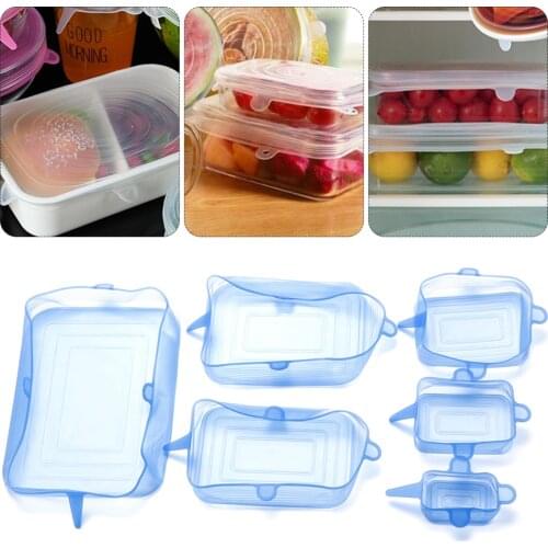 6 sizes/set Universal Food-Grade Silicone Lid Bowl Cover Food Fresh Keeping Lids Reusable Stretch Suction Cookware Kitchen Tools