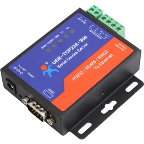 USR-TCP232-306 Industrial Serial port RS232/RS485/RS422 to Ethernet TCP/IP Server converter for building automation system