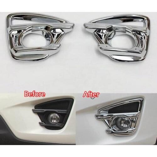 YAQUICKA 2Pcs Auto Car Front Fog Light Lamps Foglight Cover Trim Styling Sticker Fit For Mazda CX-5 2015 Styling Mouldings ABS