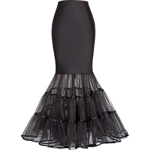 Womens Mermaid Petticoat Fishtail Underskirt Hoopless Crinoline Floor Length Trumpet Slips for Wedding Bridal Dress