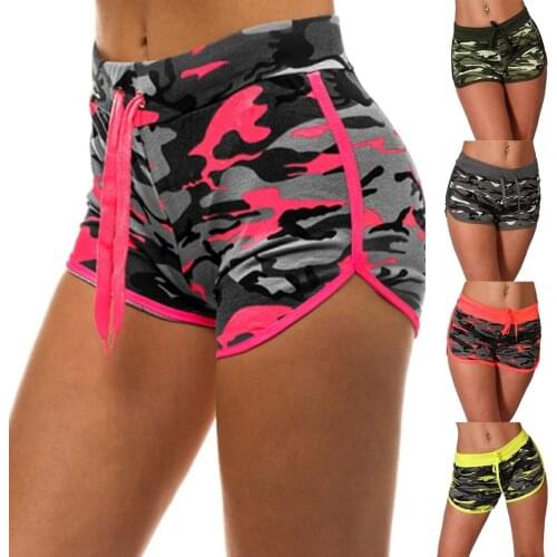 Women Sport Yoga Shorts Women Cool Shorts Women Sport Short Fitness Camouflage Elastic Running Outdoor Yoga Shorts
