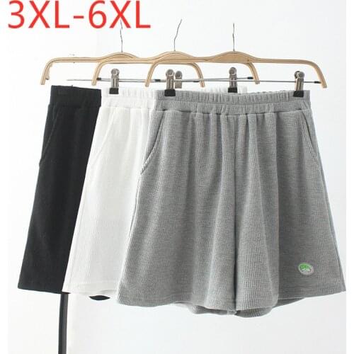 New 2021 Ladies Summer Plus Size Sports Shorts For Women Large Loose Elastic Cotton White Gray Running Shorts 3XL 4XL 5XL 6XL
