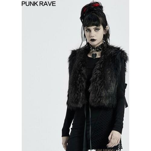 PUNK RAVE Womens Punk Gorgeous Black Stripe Woollen Coat Gothic Fashion Loose Keep Warm Zipper Cardigan Short Coat