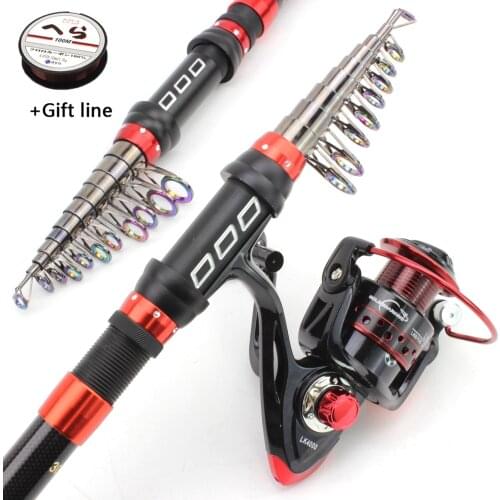 1.8M-3.6M Rod Reel Combos Spinning Fishing Rod and reel Travel Sea Pole Carbon Telescopic Fishing Rod set carp trout fishing