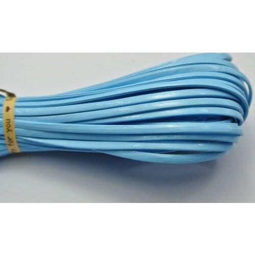 10 Meter Blue Flat Soft Synthetic Leather Jewelry Cord Lace String 3X1mm