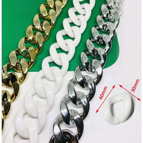 10Pcs 30*40MM White Silver Gold Color Opening Acrylic Cahin For DIY Making Necklace Earrings Jewelry Accessories