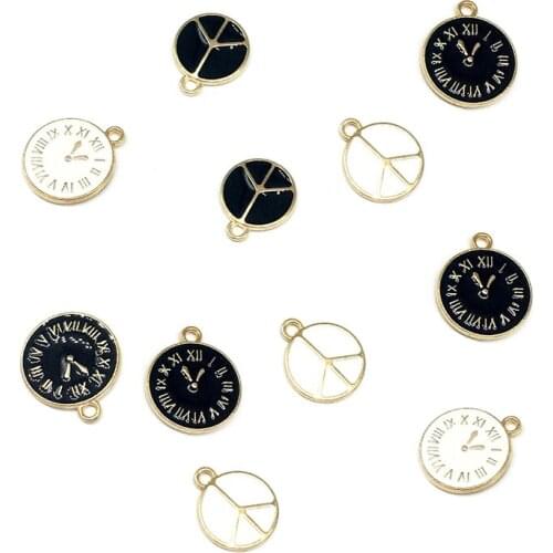 10pcs/lot Enamel Peace Sign Charms Pendants Neacklace Earrings Charms DIY Handmade Clock Model Charm Jewelry Making