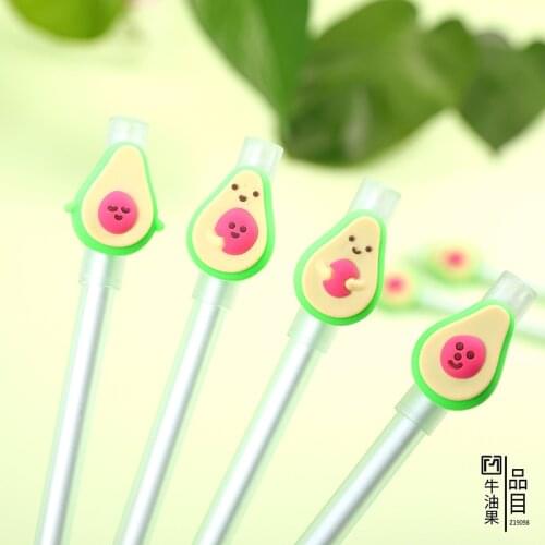 2 pcs/lot Lovely Soft Silicone Avocado Gel Pen Signature Pen Escolar Papelaria School Office Supply Promotional Gift