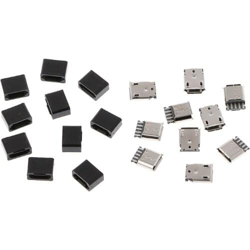 2019 New 10 Sets Micro USB FeMale 5 Pin Plug Socket Connector Plastic Covers DIY Electrical Equipment Welding Shell