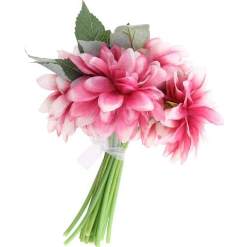 6 Stems Artificial Silk Dahlias Wedding Flower Wreath Centerpiece Home Ornament
