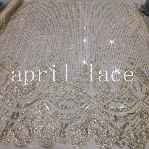 African TT014 # 5yards /bag champagne gold 64#glitter hand print tulle mesh fabric for sawing bridal wedding dress