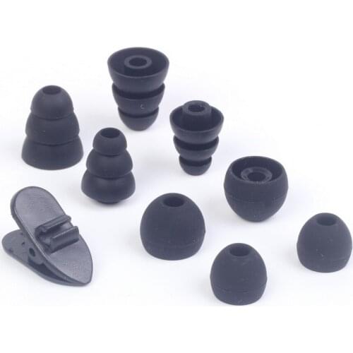 Promotions 1ot(9pcs) 2 Color Silicone ear tips buds eartips earbuds with clip for In-Ear Earphone Headphone