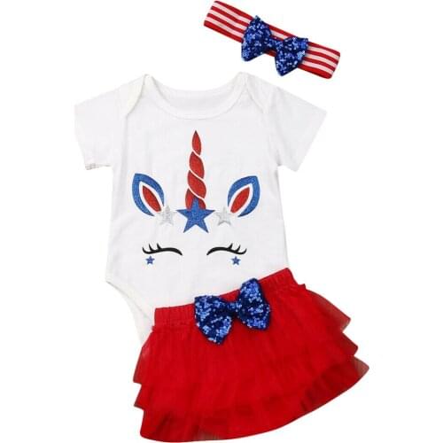 3 Pieces Newborn Baby Boys Girls Bodysuit Princess summer baby girls unicorn Print Newborn Infant Baby Girl Outfits Clothes