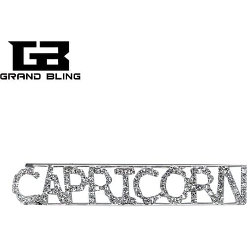 Constellation Theme Crystal Brooch Jewelry "CAPRICORN" Word Zodiac Lapel Pin Gift