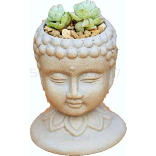 Flower pot silicone mold 3d vase molds cement planter mould Buddha head flower pots handemade mold Buddha