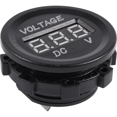 DC 12V-24V Motorcycle LED Digital Display Voltmeter Voltage Meter Round Panel(Red LED Display)