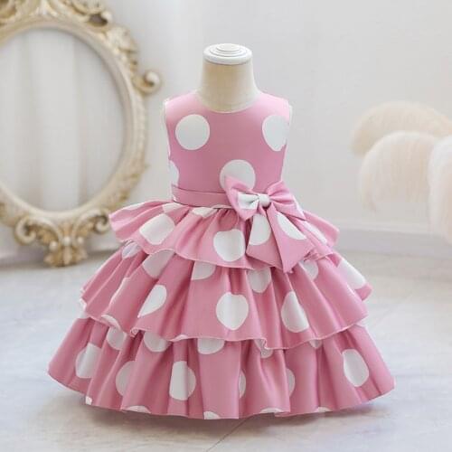 Sleeveless Girl Dot Kids Party Dress For Girl Children Costume Princess Dresses Girls Party Cake Clothes 1-6 Years