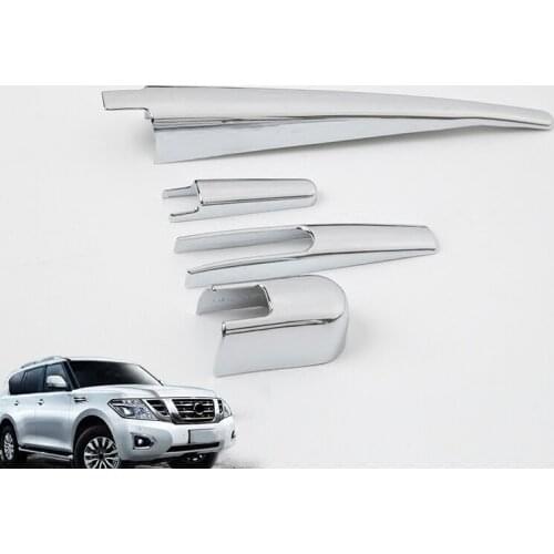 4pcs Chrome Rear Window Screen Wiper Decoration Styling Cover For Nissan Patrol Y62 Armada Accessories 2013-2017 Model