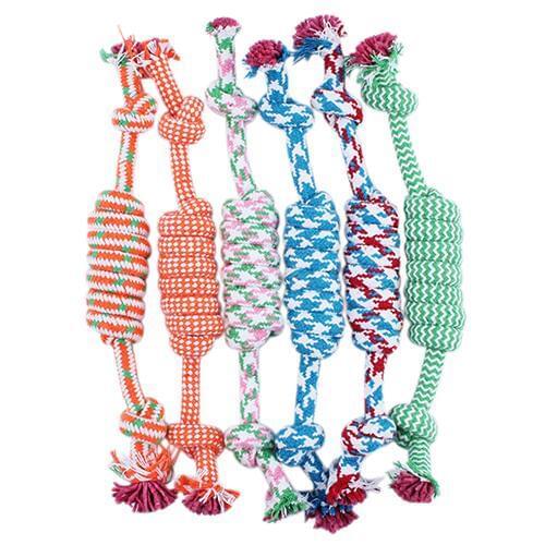 Hot Durable Puppy Dog Pet Toy Cotton Braided Bone Rope Chew Knotted Tied Pet Toys Supplies（Random Color