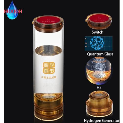 Glass implanted quantum Rich Hydrogen water bottle 600ML USB Rechargeable Wireless transmission SPE Alkaline H2 generator