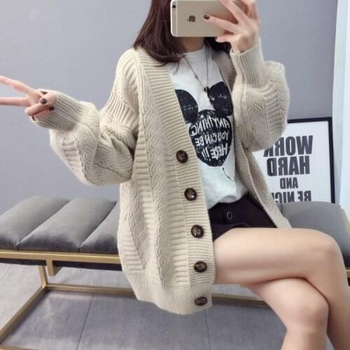 Cardigan Casual Long Sweater Button Bat Sleeve Solid Color 2021 New Autumn Winter v-neck Fashion Sweaters Vestidos LXJ837
