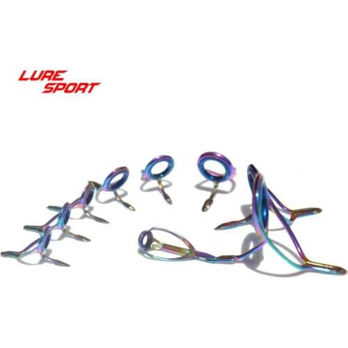 LureSport 9pcs Guide Top set Casting Rod Building Component KW Rainbow frame guide Fishing Pole Repair DIY Accessory