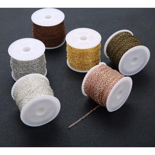 10yard/lot 2x3mm 3x4mm Metal Necklace Chain Bulk Chain Fit Bracelets Necklace Findings Link Chain For Jewelry Making Wholesale