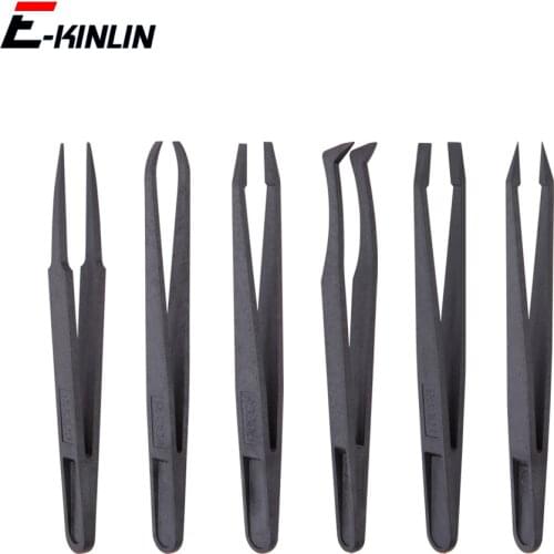 Carbon Fiber Anti-static Electronic Tweezers Kit Plastic Forceps Repair Industrial Hand Disassemble Tool Set Operated Tools