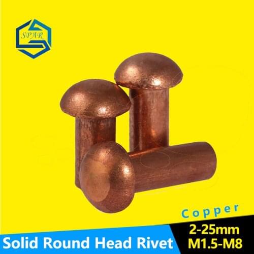 Solid Round Head Rivet Self-plugging Rivet Button Round Head Solid Rivet GB867 [M1.5 M2.5 M3 M4 M5 M6 M8] Copper