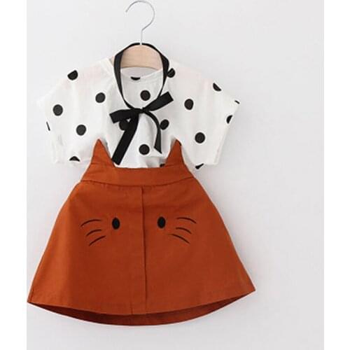 2-6 Years Toddler Girls Clothes Suits T-Shirt+ Skirt Dress 2Pcs Kids Summer Children Clothing Set Cute Print Outfit Costume