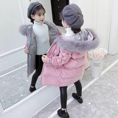 2019 Warm Thicken Winter Parkas Fur Collar Girls Coat Children Outerwear Windproof Baby Girls Jackets For 3 4 6 8 10 12 Years