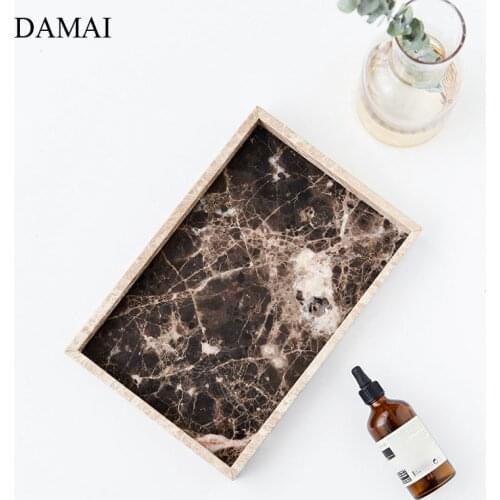 Natural Marble Trays Decorative Nordic Brown Ceramic Jewelry Storage Display Tray Cosmetic Container Home Living Room Decoration