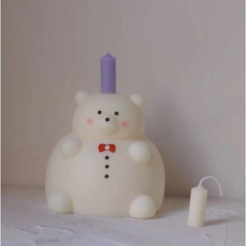 Diy Bear Candle Silicone Mold Mini Cylindrical 3d Candle Silicone Mold Aromatherapy Candle Making Handmade Soap Mold