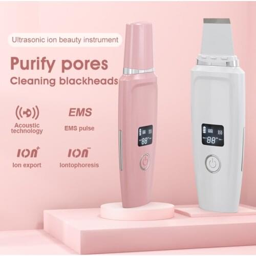 LCD skin scrubber ultrasonic pore cleaner led ems ionic Facial Lifting skin care face spatula Acne Blackheads Remover
