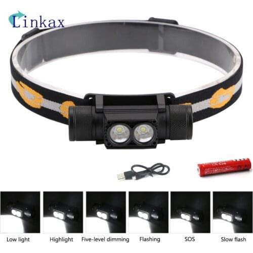 L2 LED Headlight 6 Modes Mini White Light Head Lamp Flashlight 18650 Battery Headlamp For Camping Fishing Hunting Light