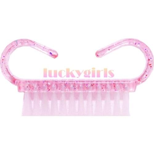 Top Nail 2 Pcs/Lot Pink Cleaning Nail Brush Tools File Nail Art Care Manicure Pedicure Soft Remove Dust Small Angle Clean