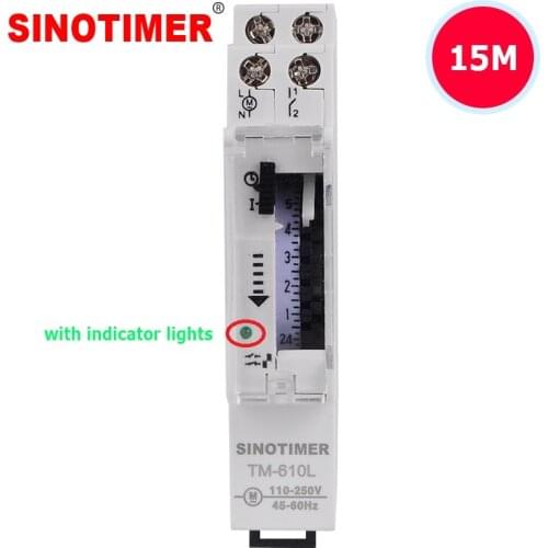 Universal input 110~250VAC 15mins Interval 24hours Analog Timer Switch DIN Rail Installation with Indicator Light