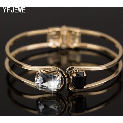 YFJEWE Fashion Women Bracelet gold color Elegant Jewelry Fashion Bud Crystal Bracelets Bangles Christmas Gifts For Women B004