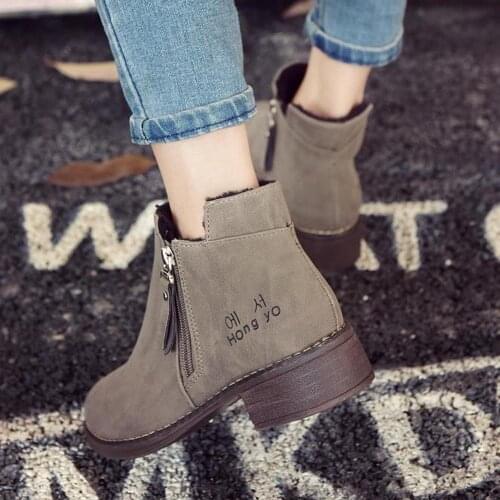 2019 new short boots womencotton shoes womens shoes Martin boots British wind bare boots Korean students plus velvet boots