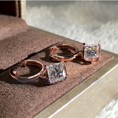 ZHOUYANG Korean Drop Earrings For Women Square Crystal Rose Gold Color Ear Accessories AAA+CZ Daily Party Fashion Jewelry KAE073