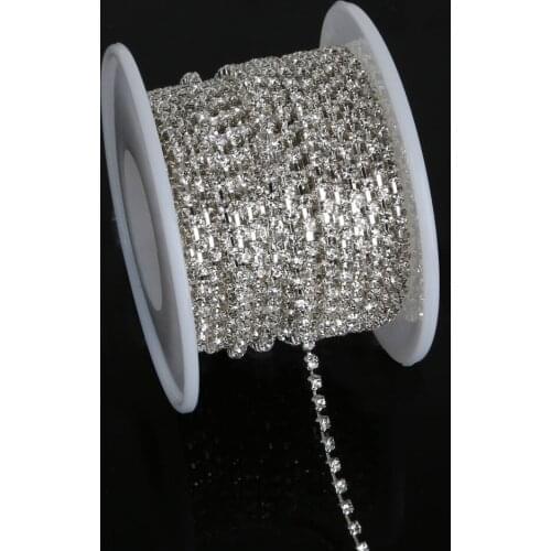 10Yard SS6-SS18 Rhinestone Chain Sliver Base Sew-On Glue-On For Clothes DIY Garment Accessories Rhinestone Trim Cup Chain