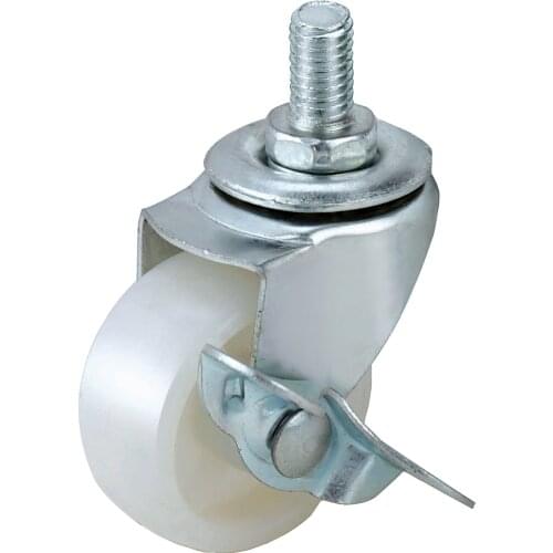 2 inch furniture universal wheel white PP screw caster with brake plastic small wheel shopping cart caster