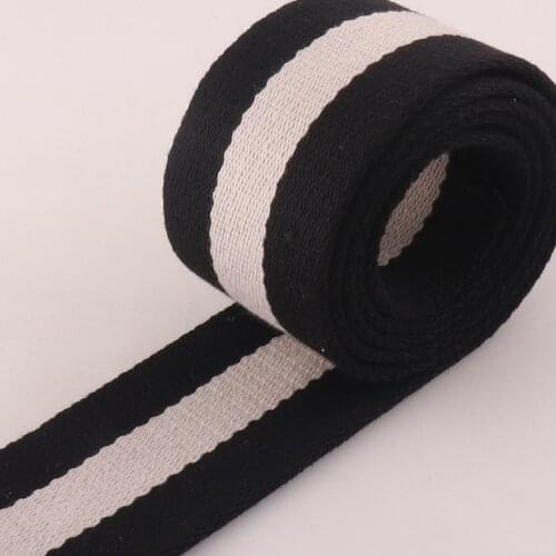2" White Black Striped Webbing 50MM Cotton Webbing Lanyard Webbing Belt Cotton Canvas Purse Straps Purse Supplies