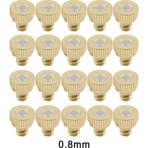 20PCS Threaded Brass Misting Nozzle 0.1mm-0.8mm Orifice Water Mister Parts Fog Nozzle For Patio Misting System Outdoor Cooling