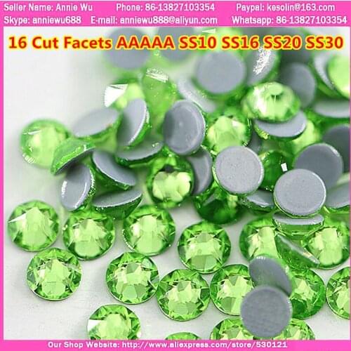 2088 Green AAAAA 16 Facets Crystal Hot Fix Rhinestones Crystals ss16 ss20 Flatback Strass Stones Iron Rhinestone for Clothes