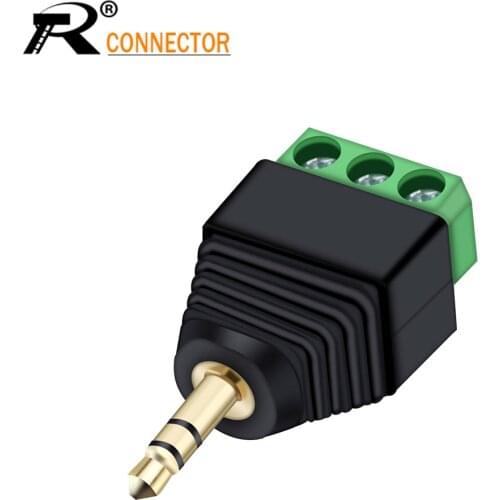 3.5mm 3ploe 1/8 Inch Stereo Male Plug to AV Screw Video Balun Terminal Jack 3.5 mm Male 3 pin Terminal Block Plug Connector